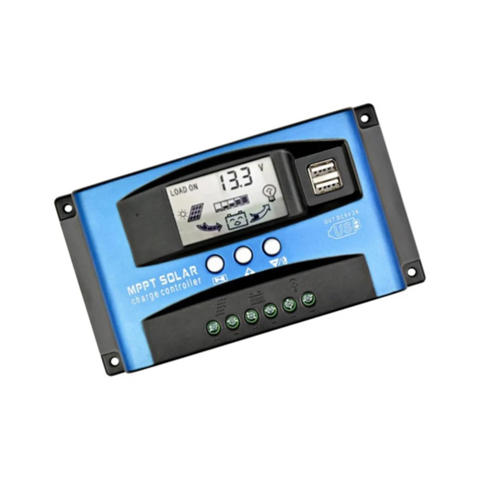 Solarregler, MPPT Solarladeregler LCD-Anzeige 30A 40A 50A 60A 100A Solarpanel-Batterieregler Dual USB 12V 24V Solarregler(50A)