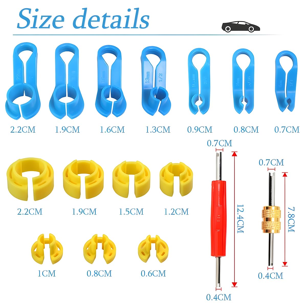 JNNJ 16Pcs Kit per La Rimozione del Tubo del Carburante, Strumento Rimozione Tubo Radiatore Olio, Strumento di Disconnessione della Carburante CA, Tubo Carburante Raccordo a Sgancio Rapido Strumenti