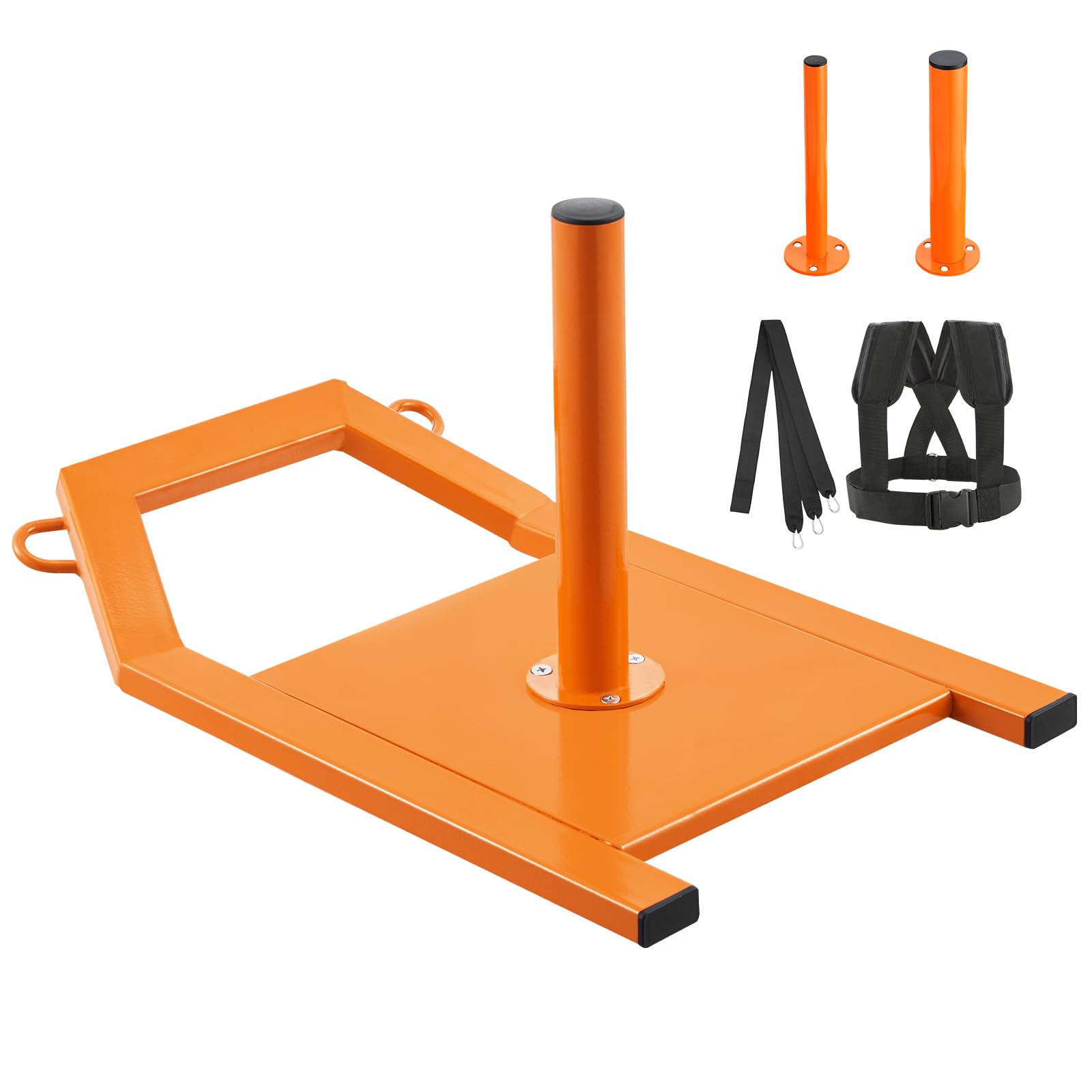 VEVOR Traîneau de Puissance Fitness, Traineau de Résistance en Acier, Équipement d'Entraînement de Force, de Vitesse et d’Explosivité, Convient aux Disques de Poids de 25 et 42 mm, Gym, Orange