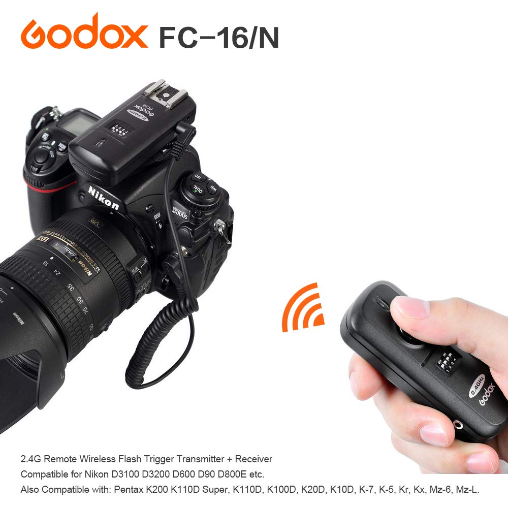 GODOX FC-16N 2.4G 16 Kanäle Fernbedienung Wireless Studio Flash Trigger + Empfänger für Nikon Kameras (FC-16/N)