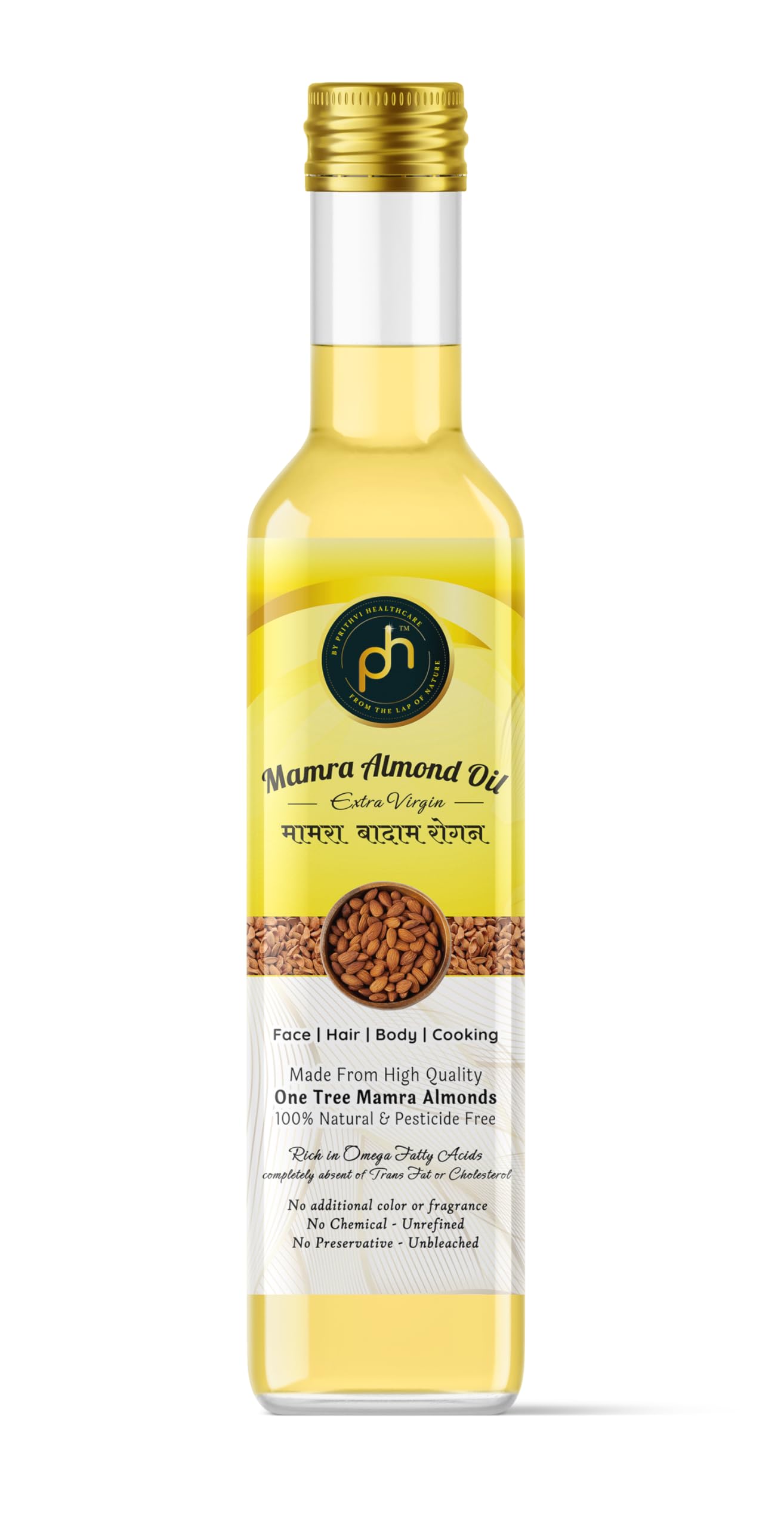 PHs Organic Kashmiri Mamra Almond Oil 100ml | Cold Pressed Watermill (Gharat) extracted in Kashmir valley | Extra Virgin | Mamra badam Rogan rich in Vitamin E good for Hair Skin and Diet (B09MPGRJZF) Amazon Price History, Amazon Price Tracker