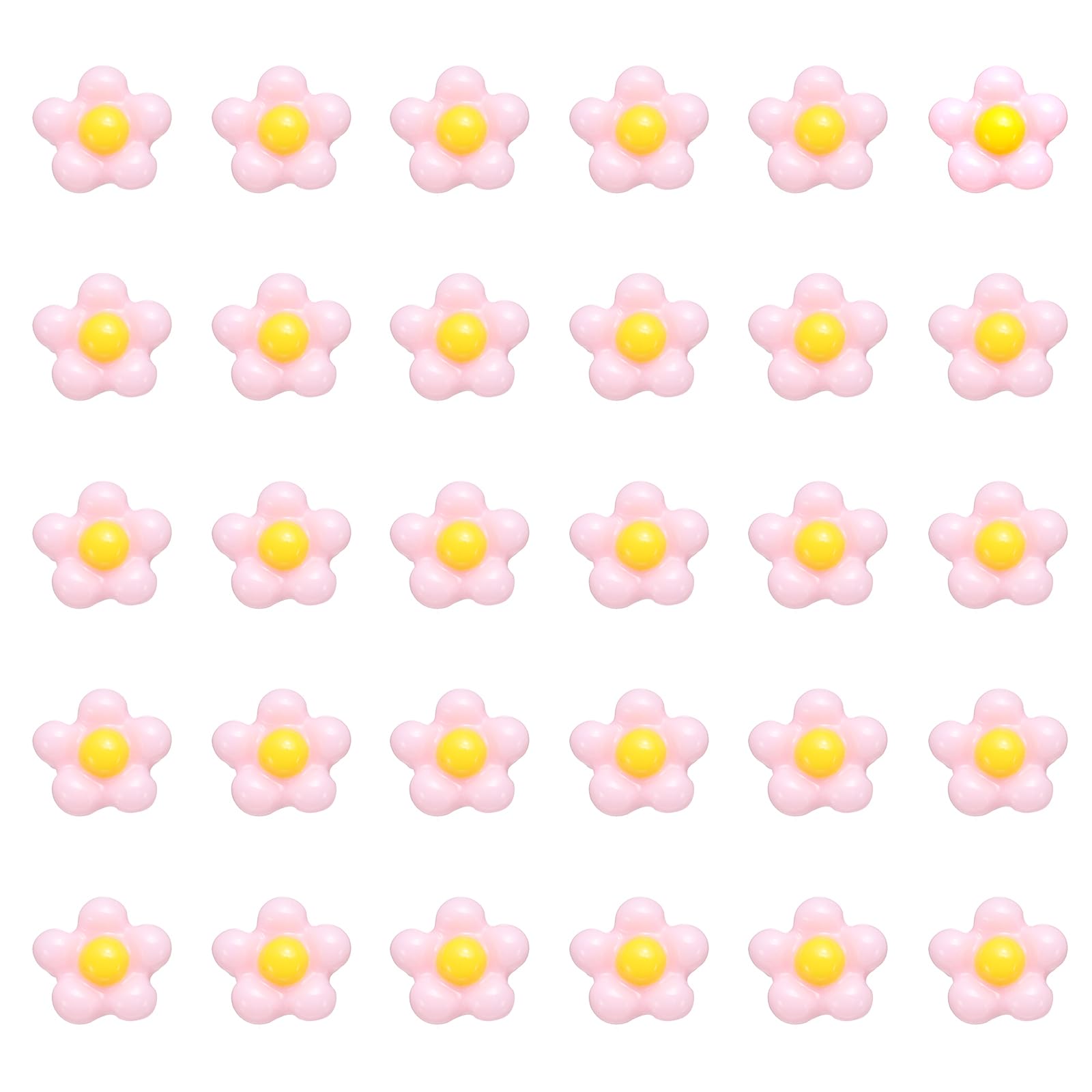 CoCud Mini Resin Flower, 0.31" Diameter, Miniature Tiny Flower Charm Dollhouse Pink