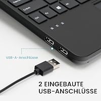 Perixx PERIBOARD-525 Mini USB Billentyűzet Beépített Touchpaddel - X-típusú Ollós Billentyűk - 2 USB Hub - Német Kiosztás - Windows 7/8/10/1 3