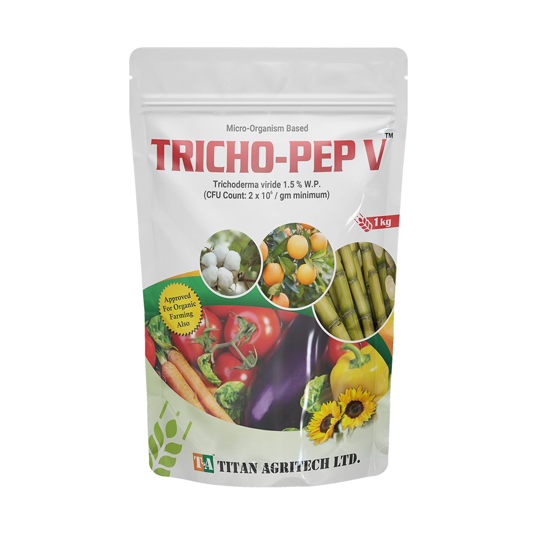 Titan Agritech Limited TRICHO-PEP V Trichoderma viride 1.5% W.P | Bio Fungicide for Soil-Borne Fungal Disease Control & Plant Root Protection – 1kg