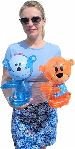 Miniatura 2 de Hug Me - Animales inflables de zoológico salvajes de safari. (paquete de 6) para abrazar brazos, elefante, tigre, mono, conejo, oso de peluche.