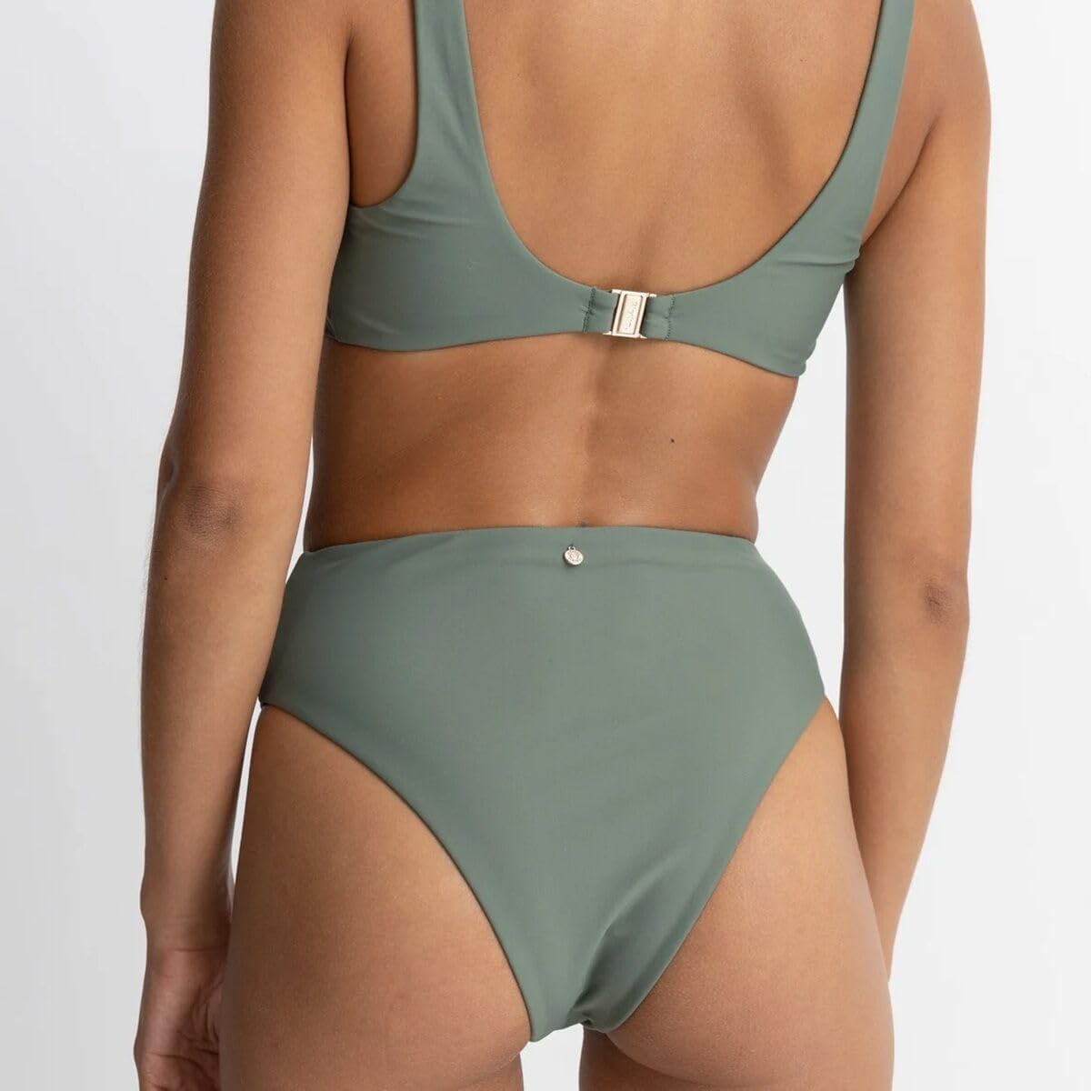 Rhythm Classic Hi Waist Bikini Bottom - Women's, Olive, L - Image 2