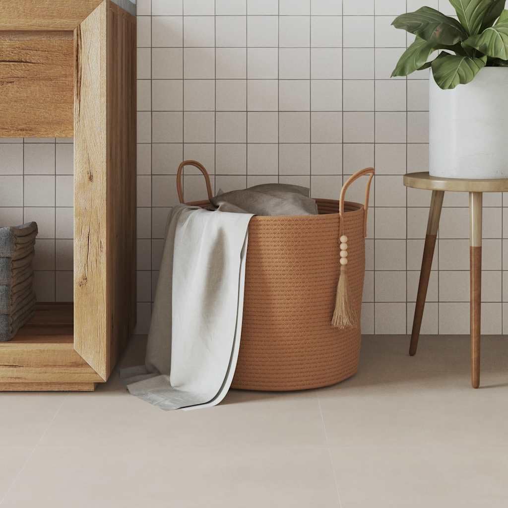Brauner Aufbewahrungskorb aus Baumwolle Ø40x35 cm mit Griffen faltbar und geflochten, vielseitiger Organizer für Spielzeug, Wäsche, Handtücher und Deko im Wohnzimmer Schlafzimmer Bad