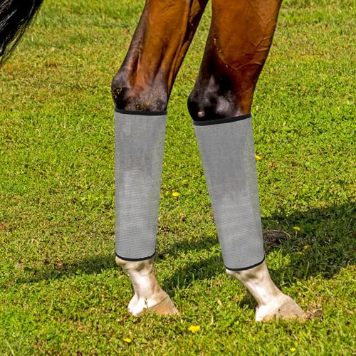 Protectores de patas para caballos con fundas ventiladas de malla gris 6