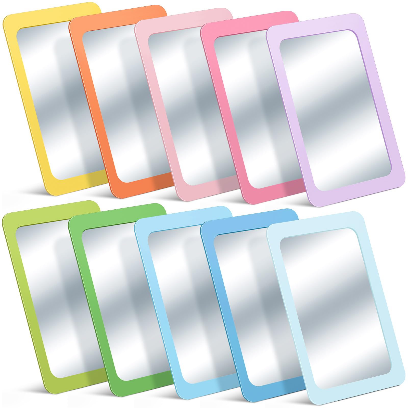 Dandat 10 Pcs Small Mirrors for Kids Safe Shatter Proof 6 x 4 Inch Unbreakable Classroom Mirror for Craft Bulk in Preschool Nursery Daycare Spa Party (Macaron Color)