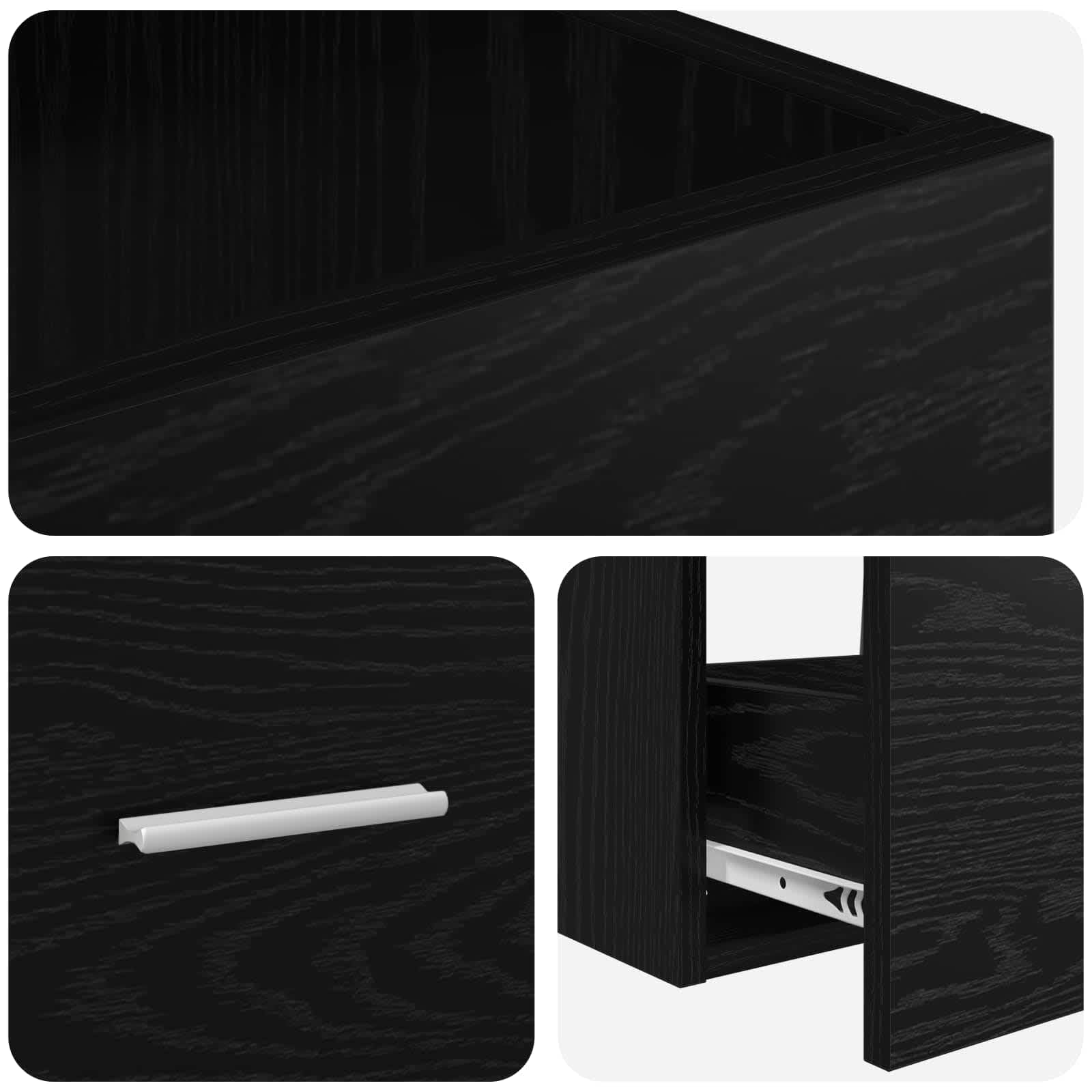 Lavabo con armario bajo lavabo roble negro 42 cm | Juego de muebles de baño compacto para el baño de invitados o baño pequeño. Incluye lavabo, grifo y dos cajones.