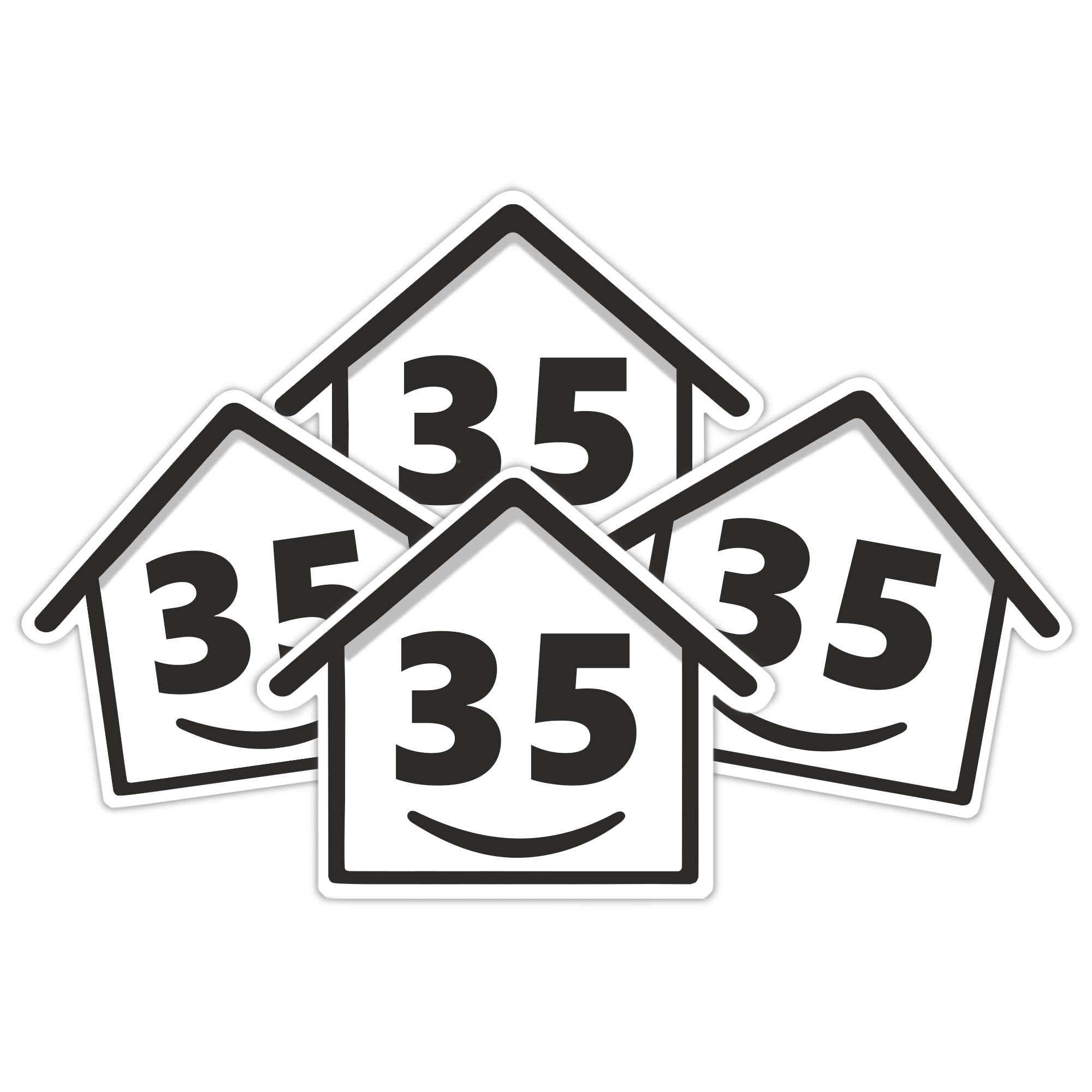 4 x Bin Numbers for Wheelie Bins, 1-99, 15cm ‘Happy House’ Design Dustbin Stickers, Easy Application Stick On Number Stickers - Weatherproof Self Adhesive Vinyl, Black (35)