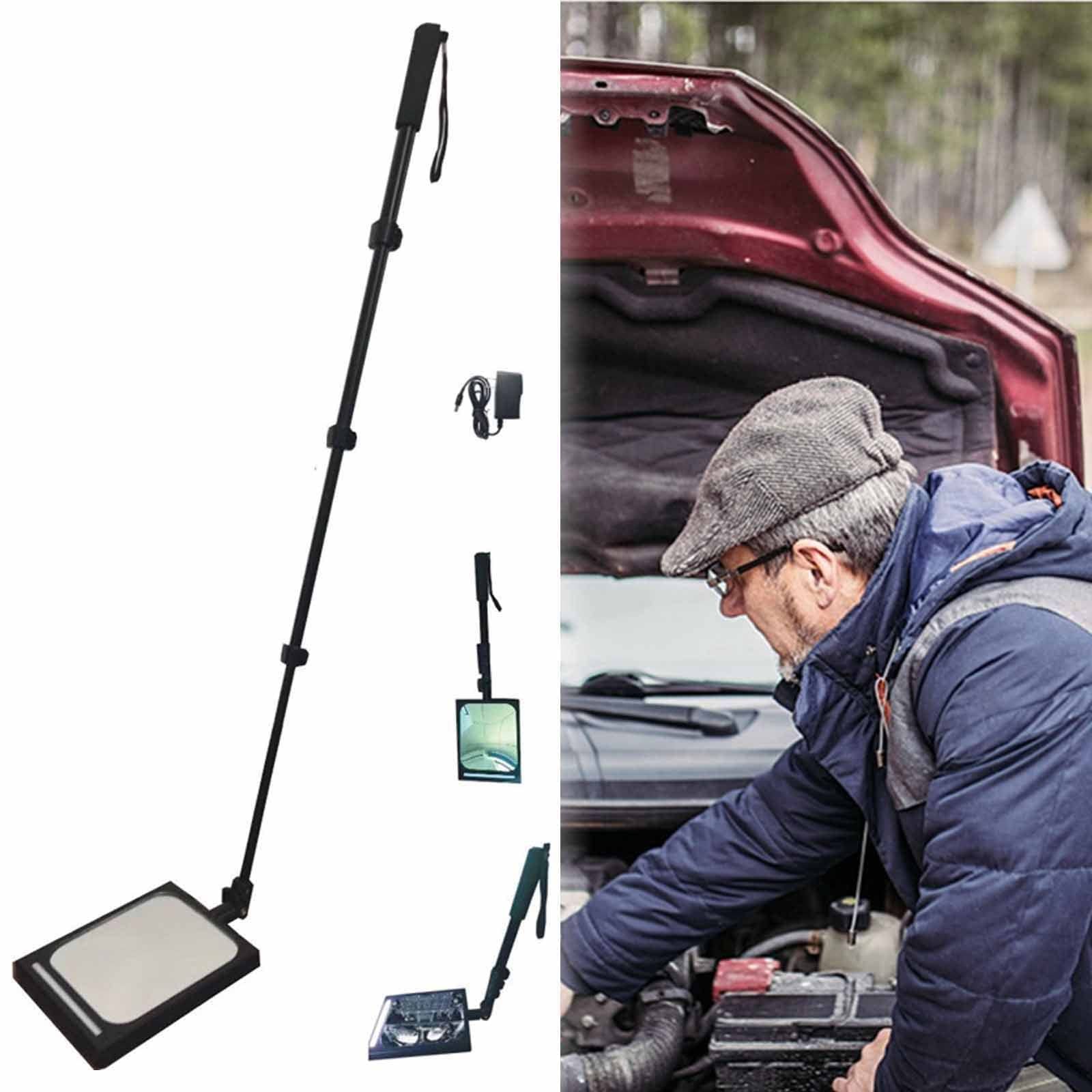YNIYUJKL Under Vehicle Inspection Mirror With Led Light,Extendable Retractable Telescopic Inspection Mirror Kit,Visual Vehicle Equipment, Rechargeable,Black