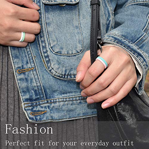 Mokani Silicone Wedding Ring For Women, 10 Pack Thin And Braided Rubber Band, Fashion, Colorful, Comfortable Fit, Skin Safe #TOP5