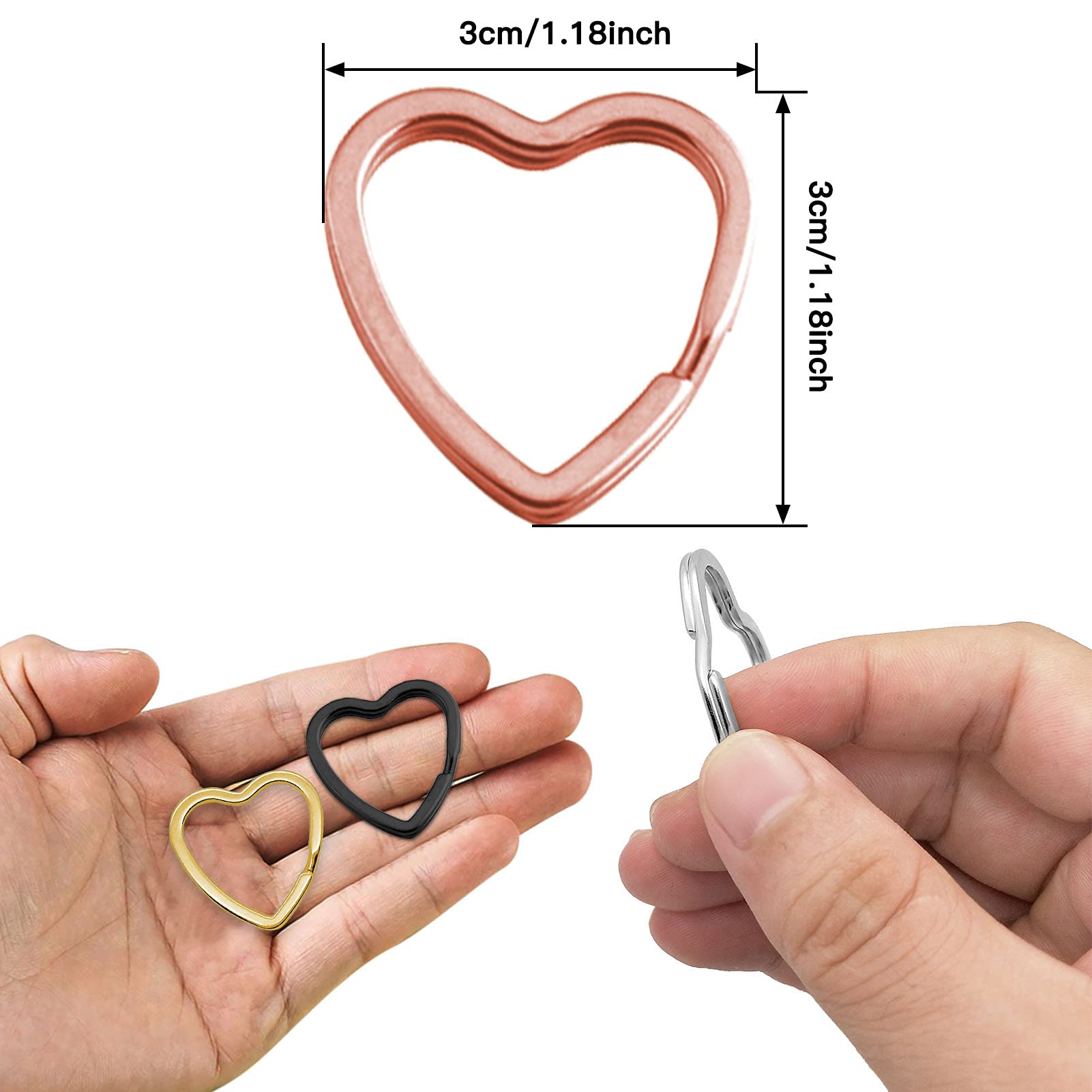 Amazon.com: 40pcs Heart Shape Key Ring Creative Flat Key Ring