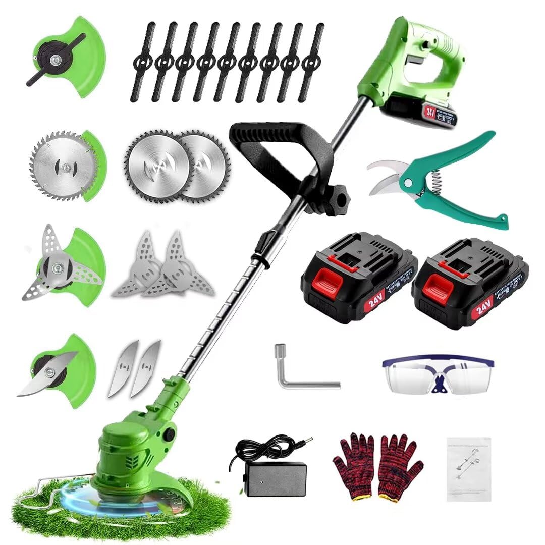 Electric Weed Wacker, Weed Wacker 24V 2.0Ah Battery Powered, Cordless Weed Wacker/String Trimmer/Weed Trimmer is perfect for trimming The yard and bushes, flower beds, patios.…