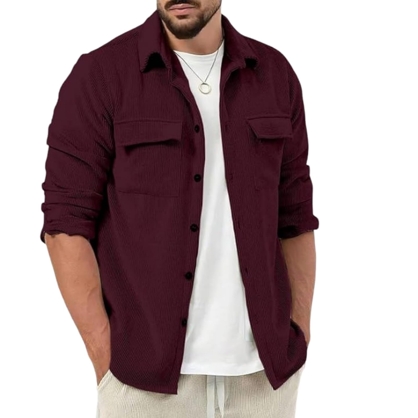 Men's Full Sleeve Corduroy Striped Casual Jacket, Perfect for Stylish Outfits