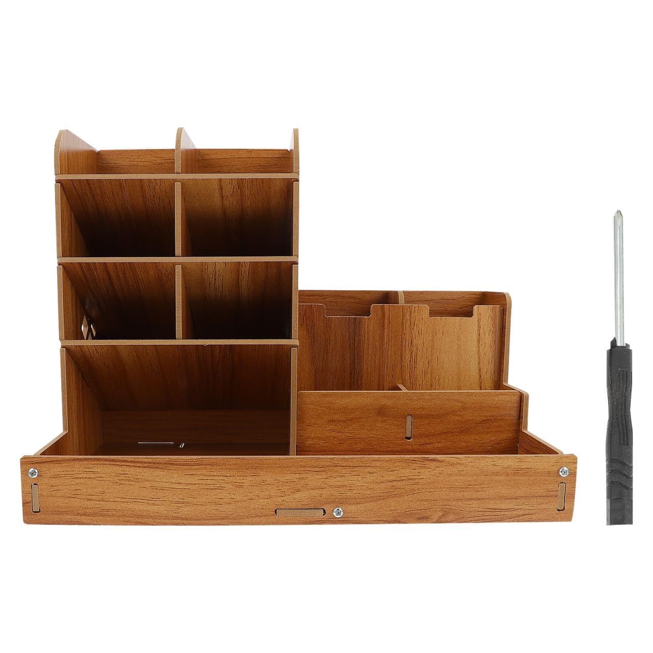 Organizador De Escritorio Caja De Madera Portalápices Diseño Para Oficina Almacenamiento Ordenado