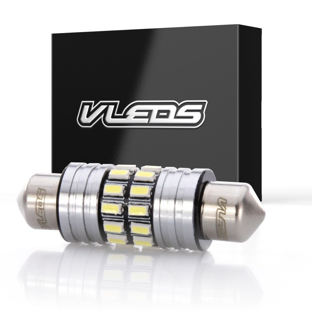 VLEDS 1pc 130lm 38mm 5500K White 6418 DE3423 DE3425 360° Long Life 24 LED Festoon Bulb