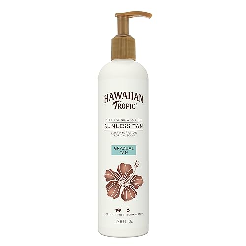 Hawaiian Tropic Loción de leche bronceadora gradual amigable con los arrecifes, 12.6 onzas
