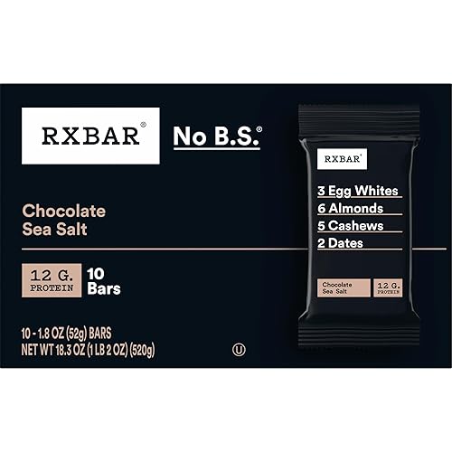 Vista 18 de RXBAR Barras de proteínas, 0.44 onzas de proteína, aperitivos sin gluten, sal marina de chocolate (6 cajas, 30 barras)