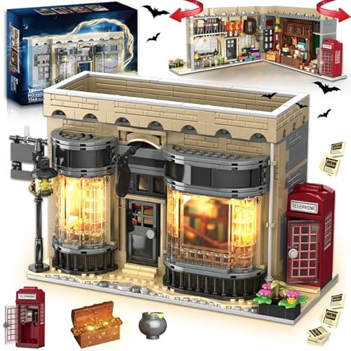 PleyWalden Grocery Store Building Blocks for Adults, for BookNook Building Set with LED Light, Shop Window and Telephone Booth, House Toy for Home Decor Bookshelf, 1368Pcs -  BlazeBrickPeak
