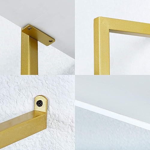 Miniatura 4 de Estante de pared de metal industrial,Estantes de madera flotantes montados en la pared,Estantes de libros de madera real de hierro de 36