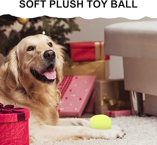 Miniatura 4 de Pelotas interactivas para perros, paquete de 2 pelotas chirriantes de felpa para perros, pelota de tenis de fútbol para perros, pelota de juguete