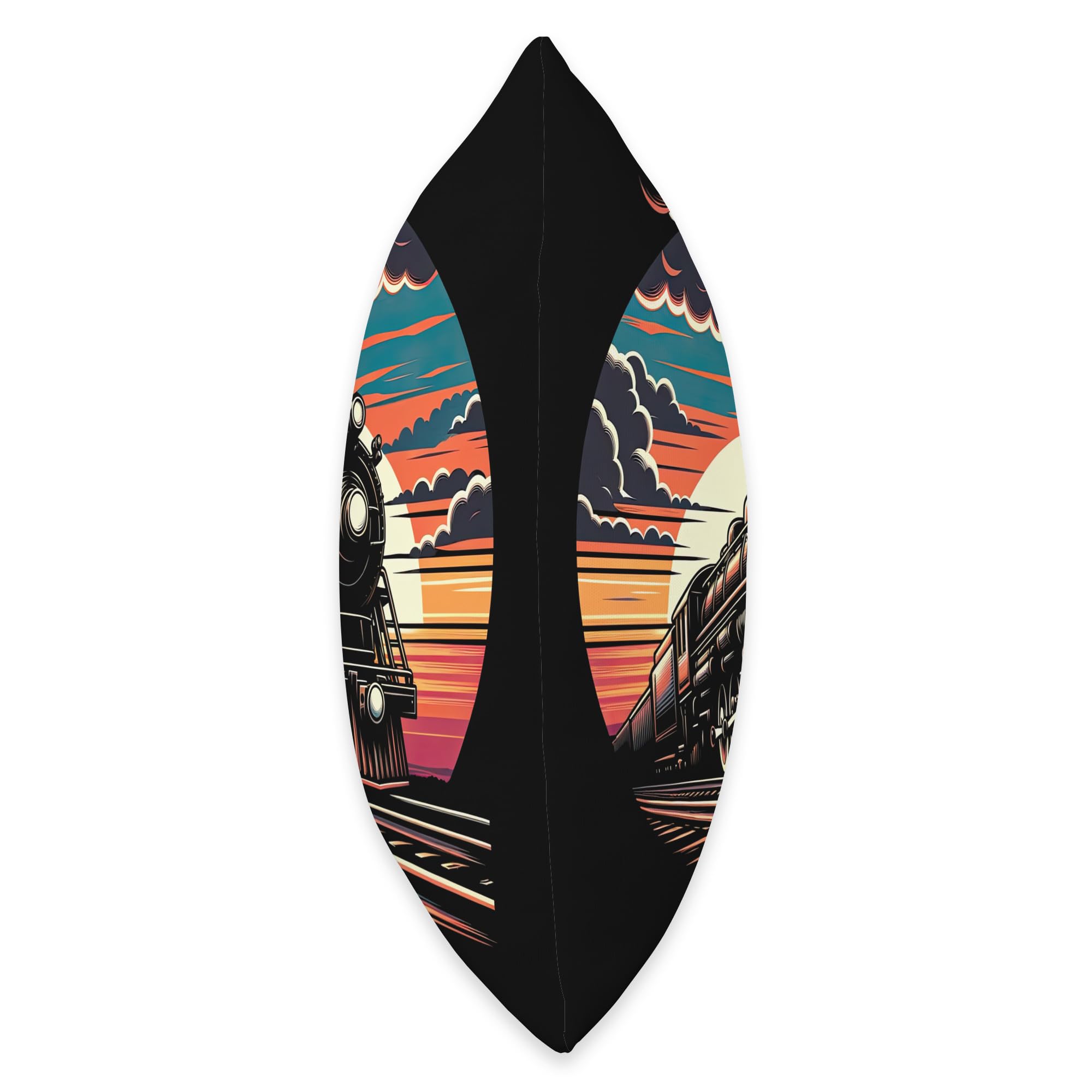 Vintage Steam Engine Train Locomotive Cool Sunset Railroad Throw Pillow