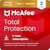 McAfee Total Protection 3-Device | 15 Month Subscription with Auto-Renewal | AI Scam Detection, AntiVirus Software 2026 for Windows PC & Mac, VPN, Password Manager, Identity Monitoring | Download