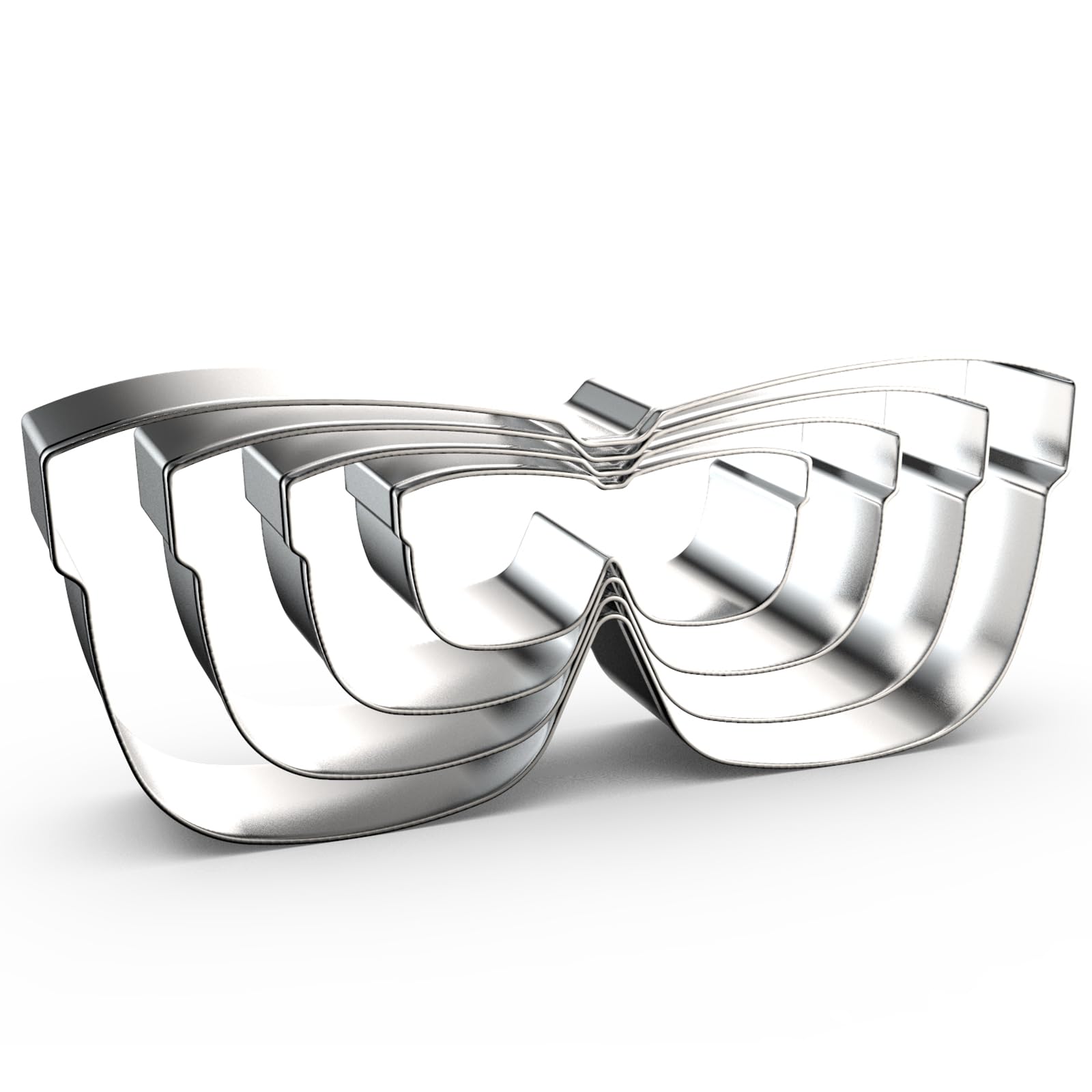 Glasses Sunglasses Cookie Cutter Set for Baking, 5/4/3/2 inch, 4 Piece, Stainless Steel