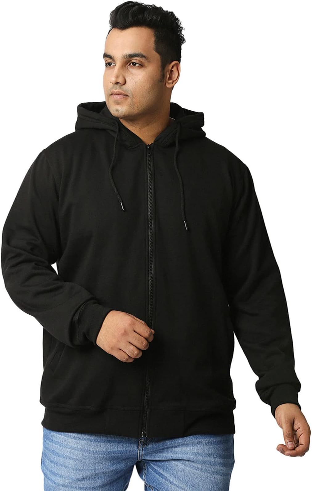 Men's Plus Size Fleece Zipper Hoodie Jacket