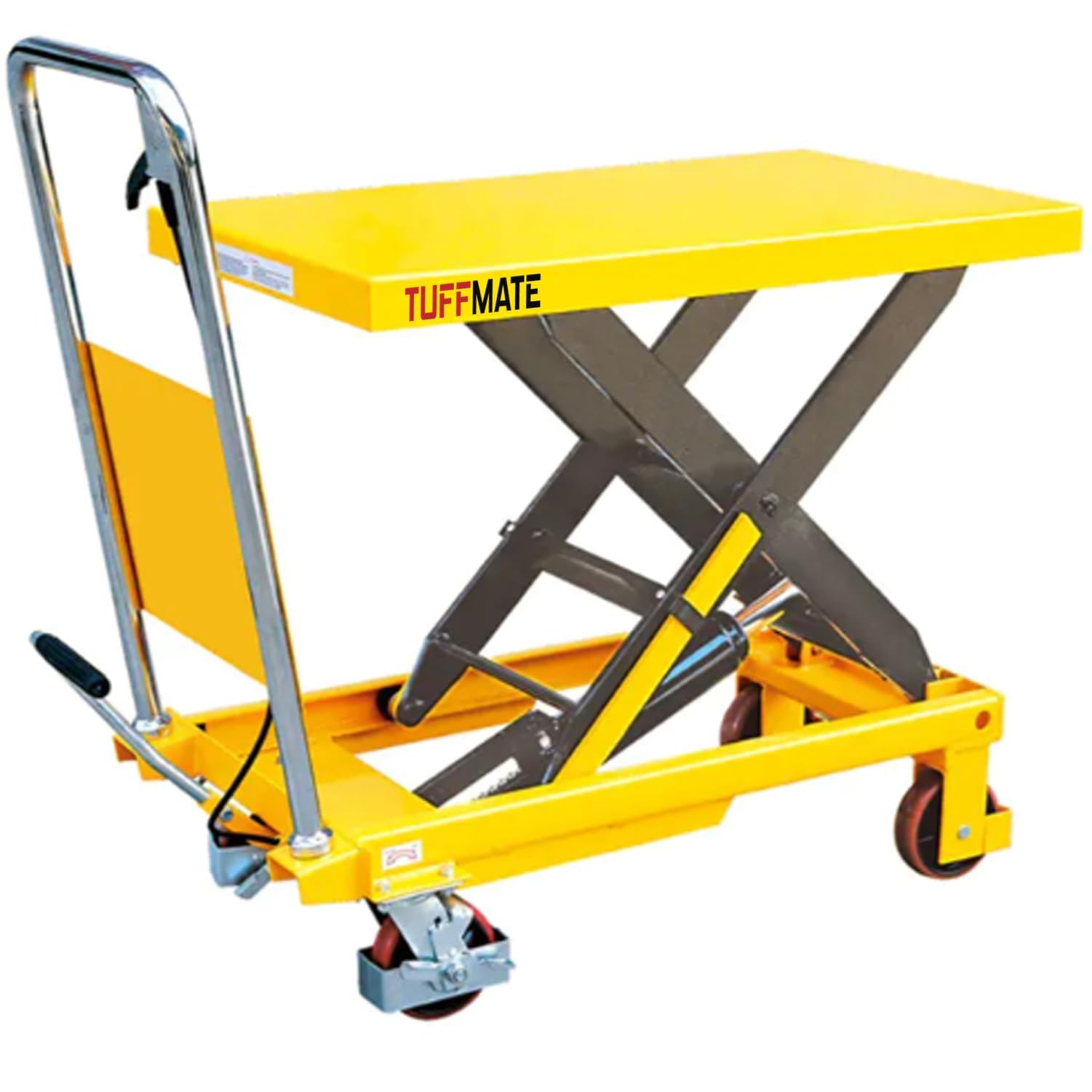 Tuffmate Yellow Tuff Mate Lift Table 500Kg Mobile Scissor Lift Hydraulic Lifting Platform Table Trolley Cart Truck