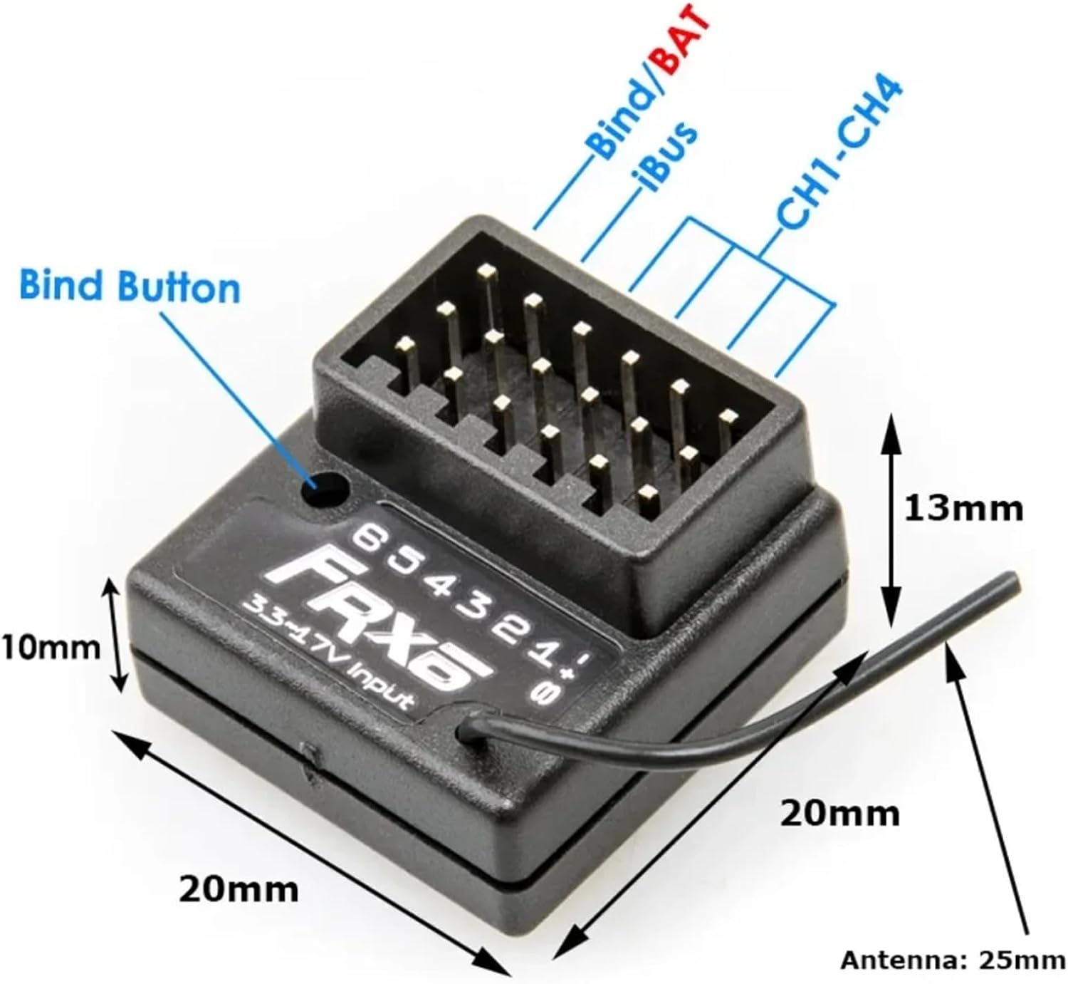 RC Receiver FRX6 2.4GHz 4CH High Voltage Compatible with Flysky NB4, NB4+, NB4 PRO, PL18 Transmitter for RC Crawler,Buggy Cars and Boats (FRX6 Receiver)