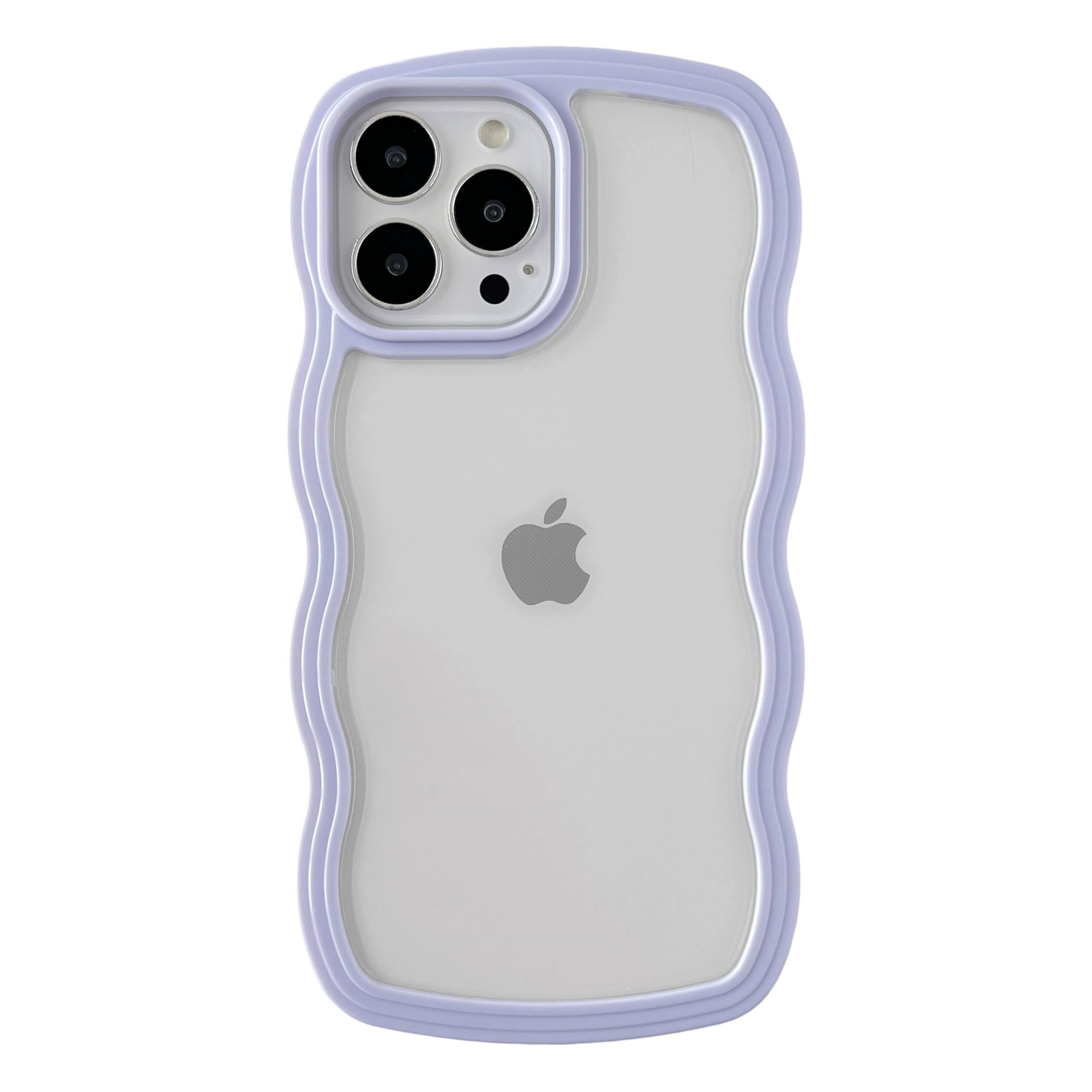 Caseative Cute Curly Wave Frame Shape Shockproof Soft Compatible with iPhone Case (Purple,iPhone 13 Pro Max)