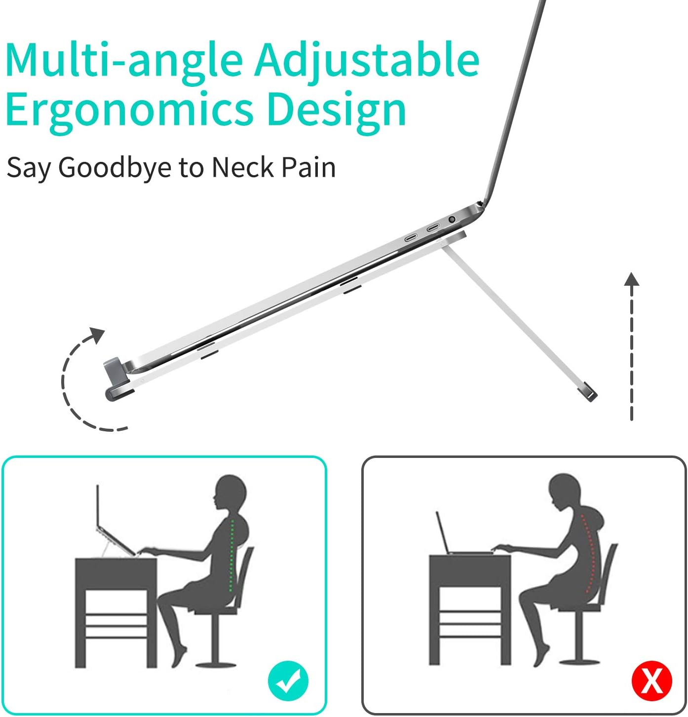 Best Cyber Monday 🔥 Laptop Stand - Newaner Adjustable Laptop Holder - Aluminum Multi-Angle Laptop Riser Compatible with 10-17 MacBook Pro/Air, Samsung, HP, Lenovo, Surface Laptop and so on