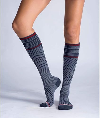 Miniatura 4 de ja vie Calcetines de compresión graduados de 76% lana merino para mujeres y hombres (15-20 mmHg), Mezclilla, S