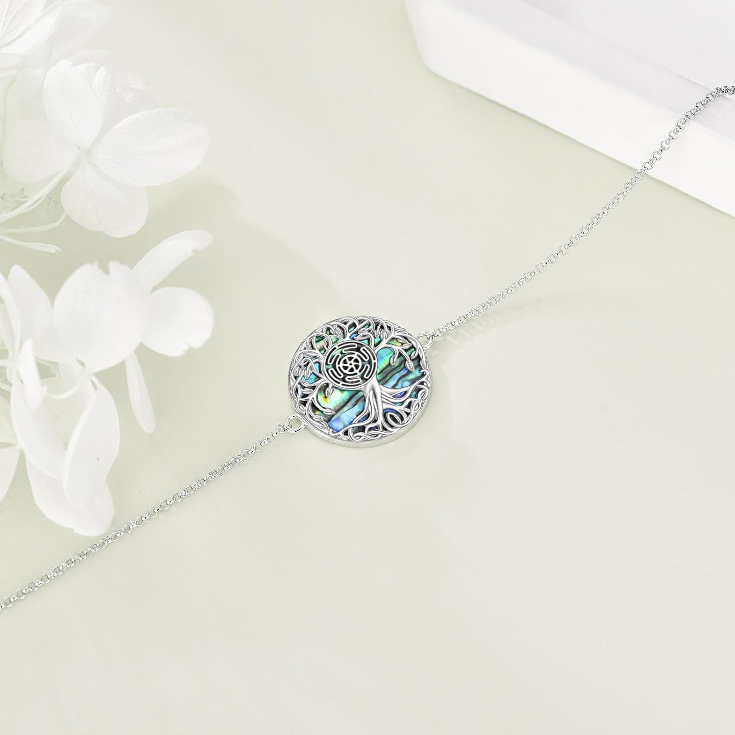 YFN Tree of Life Bracelet Sterling Silver Abalone Shell Tree of Life Bracelet Jewelry Gifts for Women - Image 3