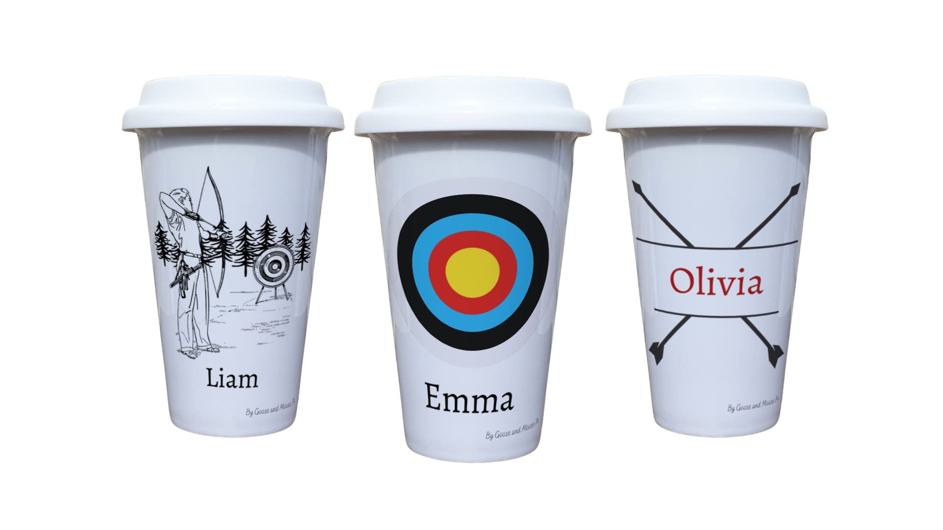 Archery Hobby Travel Mug Personalised - Gift for Bow & Arrow Lover - Personalised Crossbow Thermal Ceramic Insulated Travel Mug (Arrows)