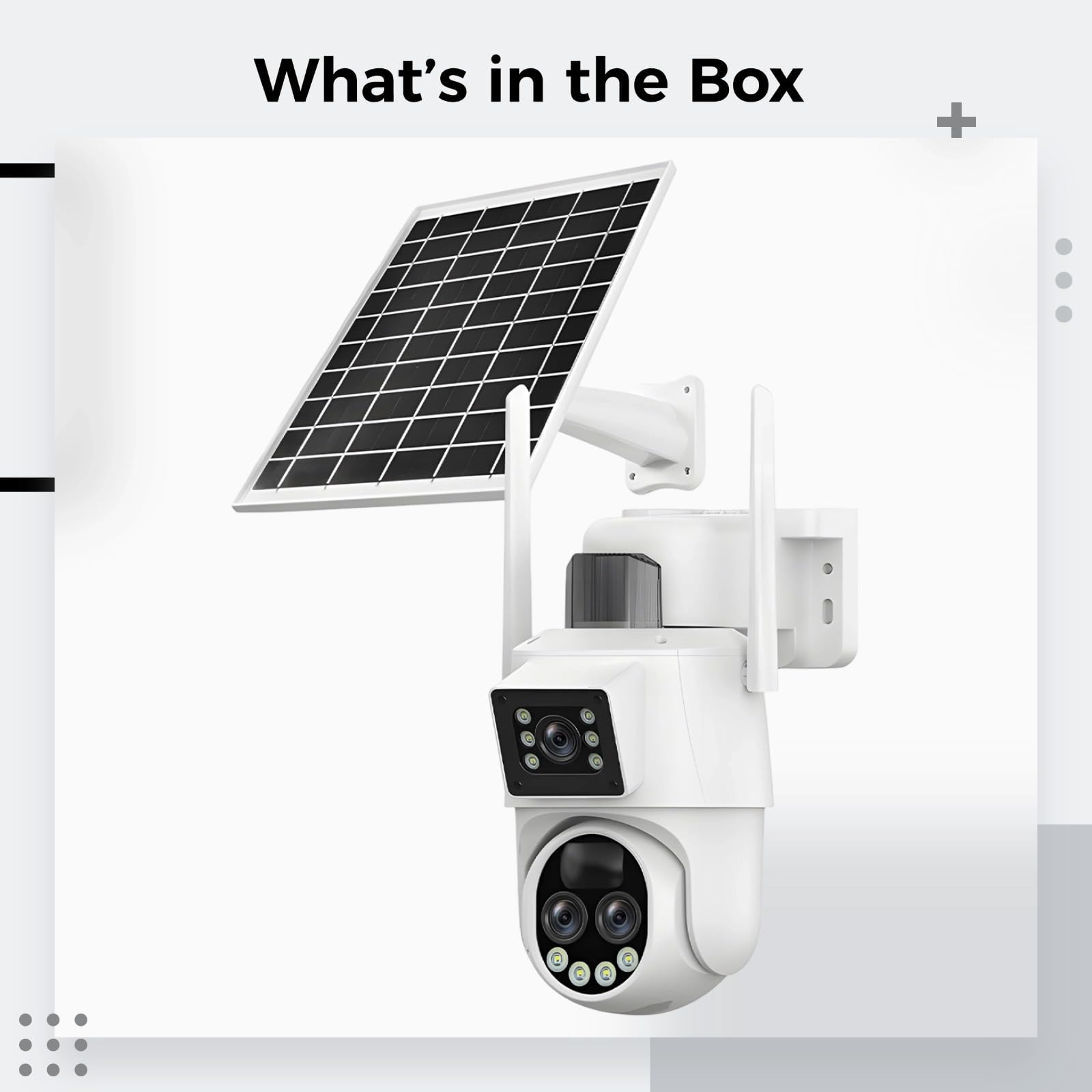 Solarna kamera bezpieczeństwa na zewnątrz, WiFi PTZ z potrójnym obiektywem, wykrywanie ruchu, zoom, bezprzewodowa, odporna na warunki atmosferyczne, łatwa instalacja, z panelem słonecznym i