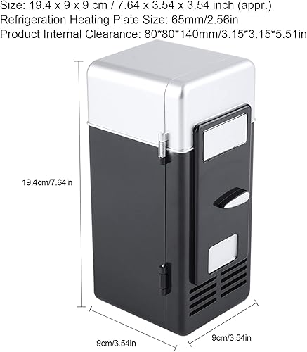 Miniatura 2 de Mini refrigerador USB portátil silencioso 7.6 x 3.5 x 3.5 in para camping, coche, viajes, al aire libre, picnic, caravana, barco, camión (negro)