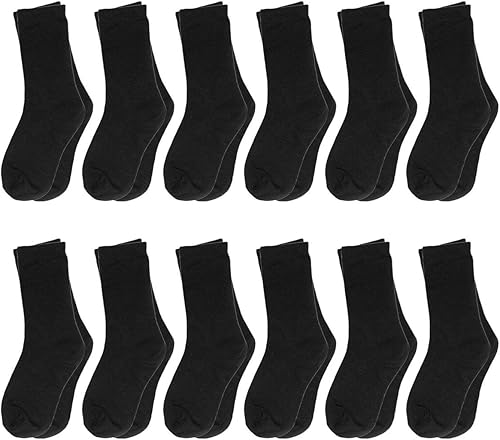 Falari Paquete de 12 calcetines de algodón para niños pequeños, calcetines de vestir atléticos casuales