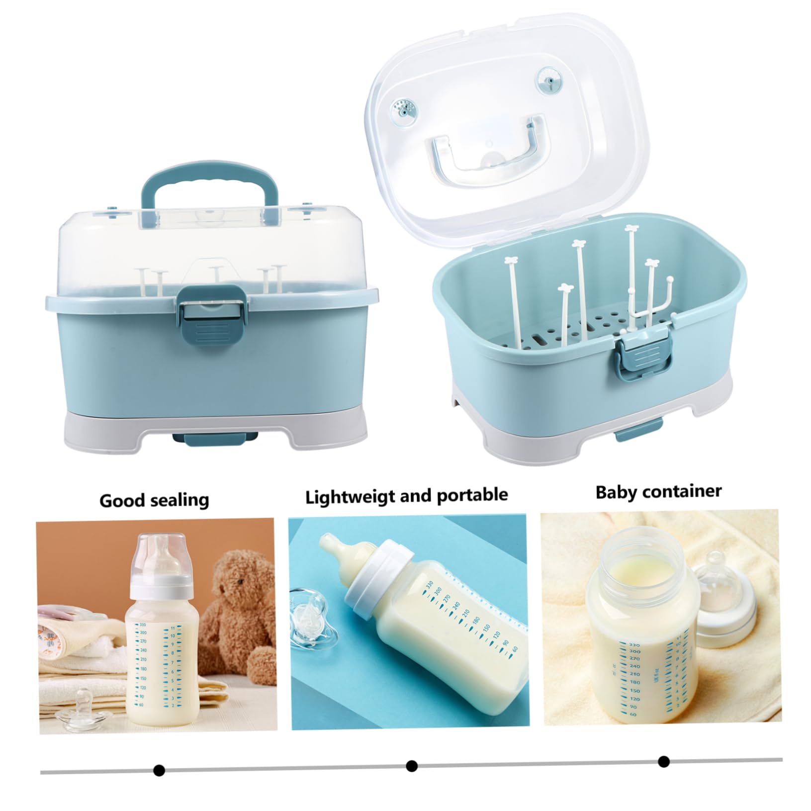 Beaupretty Blaue Pp Aufbewahrungsbox für Babyflaschen, Groß, Tragbar | Schnuller und Stillzubehör, Reisen und Zuhause, Viel Platz für Milchpulverdosen