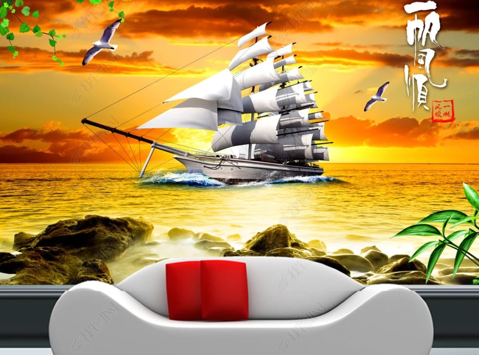 Papier peint intissé mer et coucher de soleil XXL pour salon