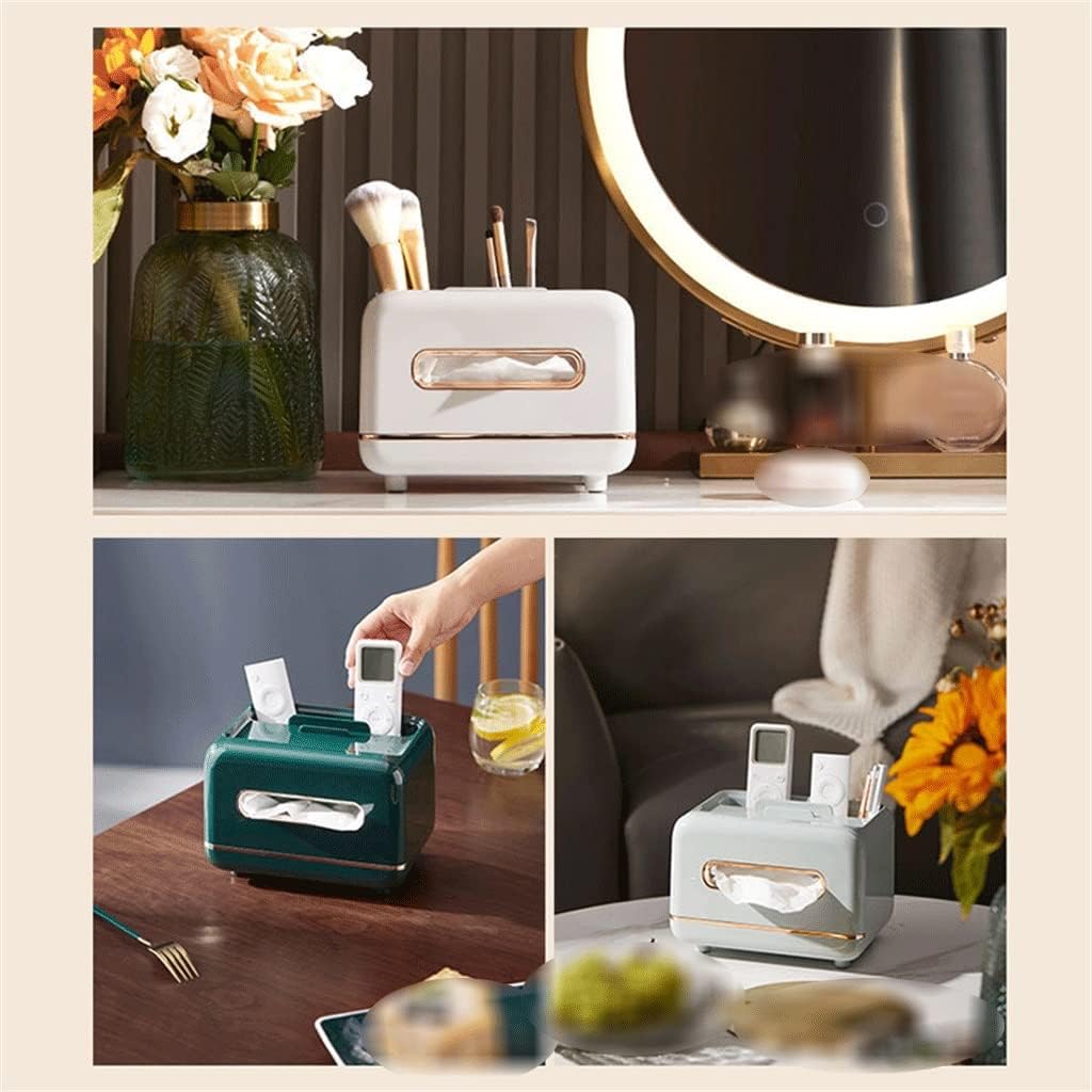 Light Luxury Desktop Tissue Box Multifunctional Paper Towel Box in Living Room and Dining Room Home Remote Control Storage (Color : White Size : 225 * 178 * 165mm) (Light Green 225 * 178 * 165mm) image 5