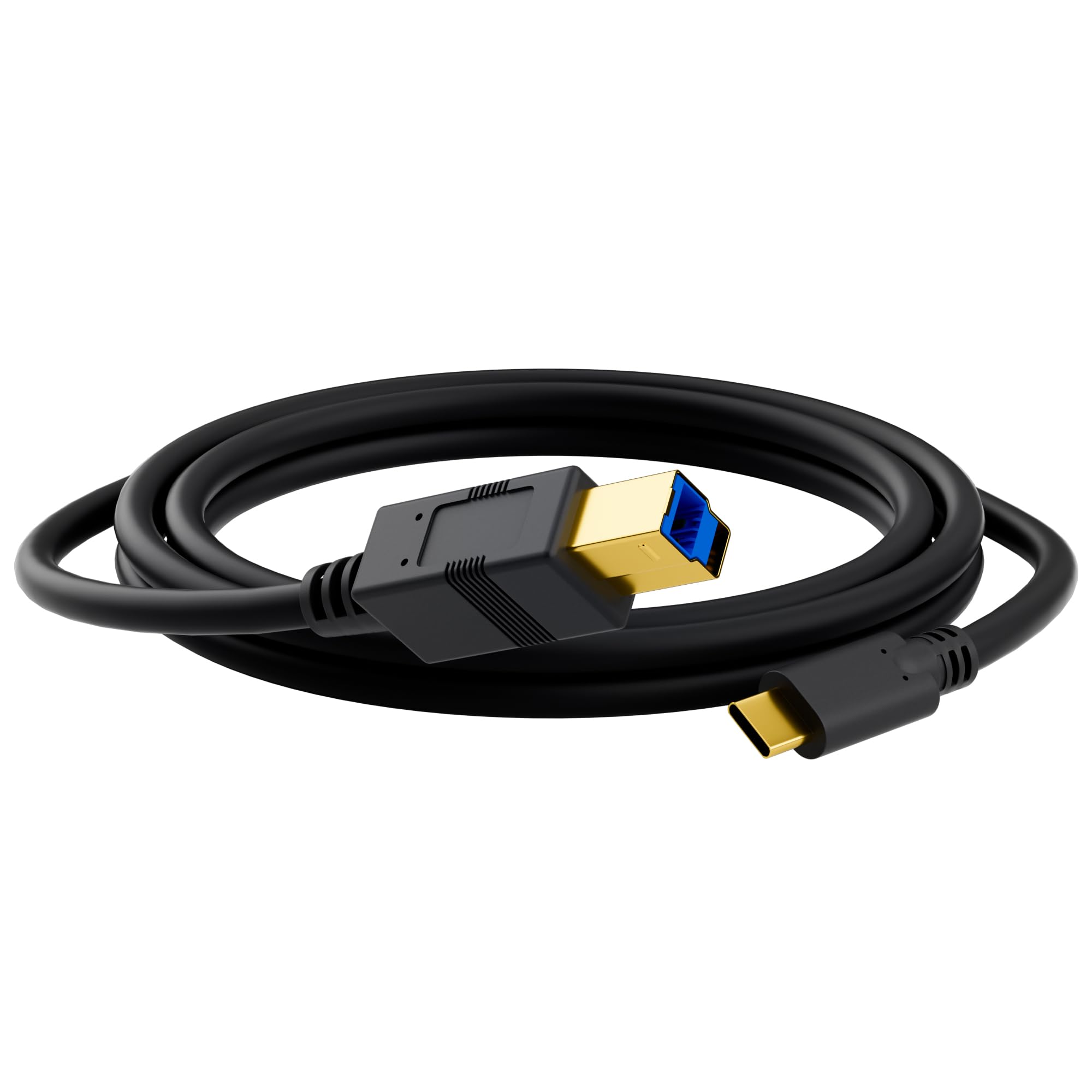USB C to B 3.0 Cable 10FT, USB-C-Male to USB B-Male 3.0 Cable, Gold-Plated Connectors, Compatible with Docking Station, External Hard Drivers, Scanner, Hard Drive Enclosure, Built-in Hub & More, Black