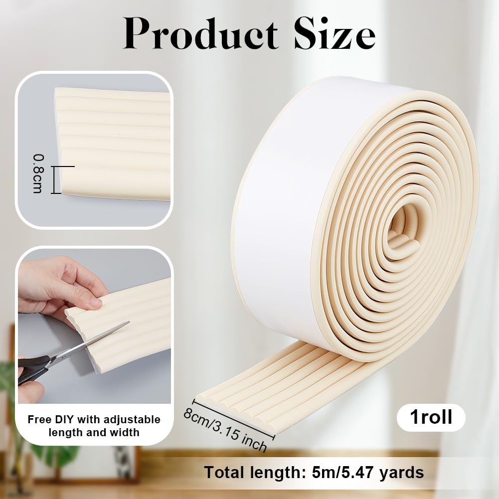 Almohadillas adhesivas antideslizantes de 5 m, 80 mm de ancho, 8 mm de grosor, y almohadillas de mesa para el hogar, a prueba de niños, evita resbalones y caídas
