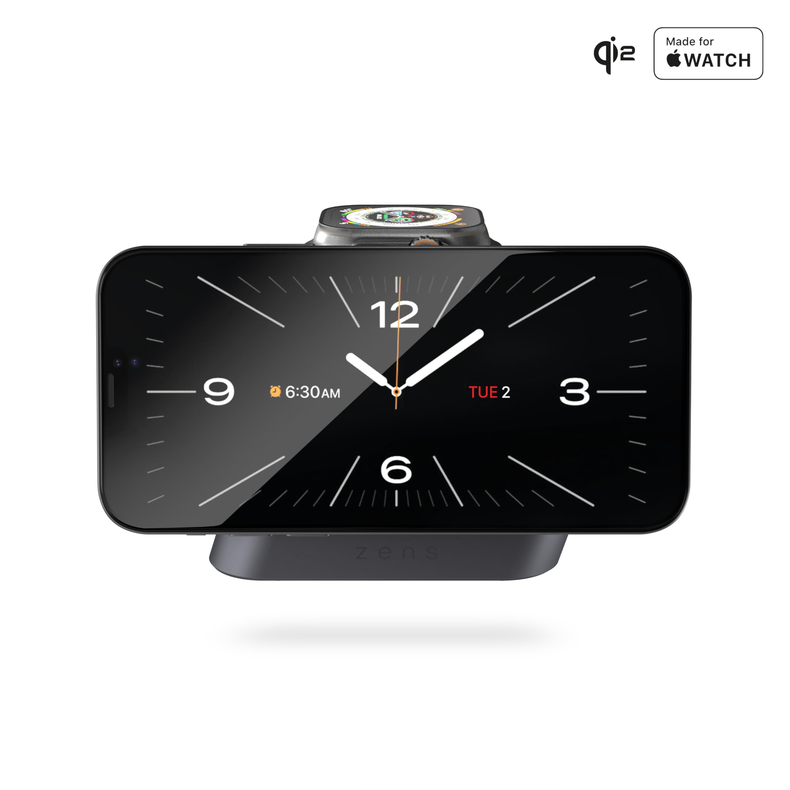 Carica il nightstand Zens 2 inestraziuosamente compatto e potente caricatore wireless - Dettaglio