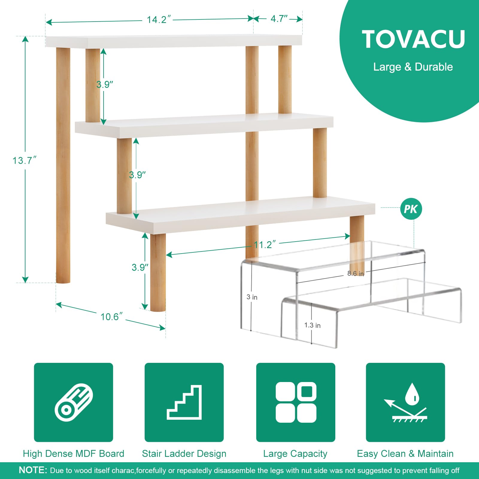 Tovacu 3-Tier Desktop Ladder Shelf - Expandable Wooden Organizer, 15+ Display Options, For Plants, Decor, & Small Items