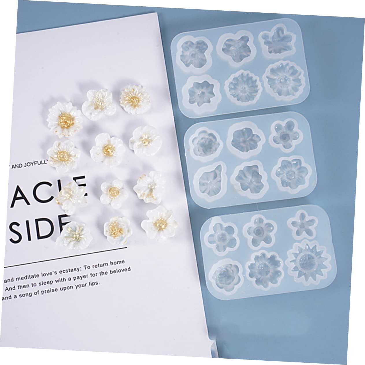 STOBOK 9piezas Moldes De Silicona Para Flores De Molde De Resina Epóxica Decoración Floral Para Fiestas y Manualidades