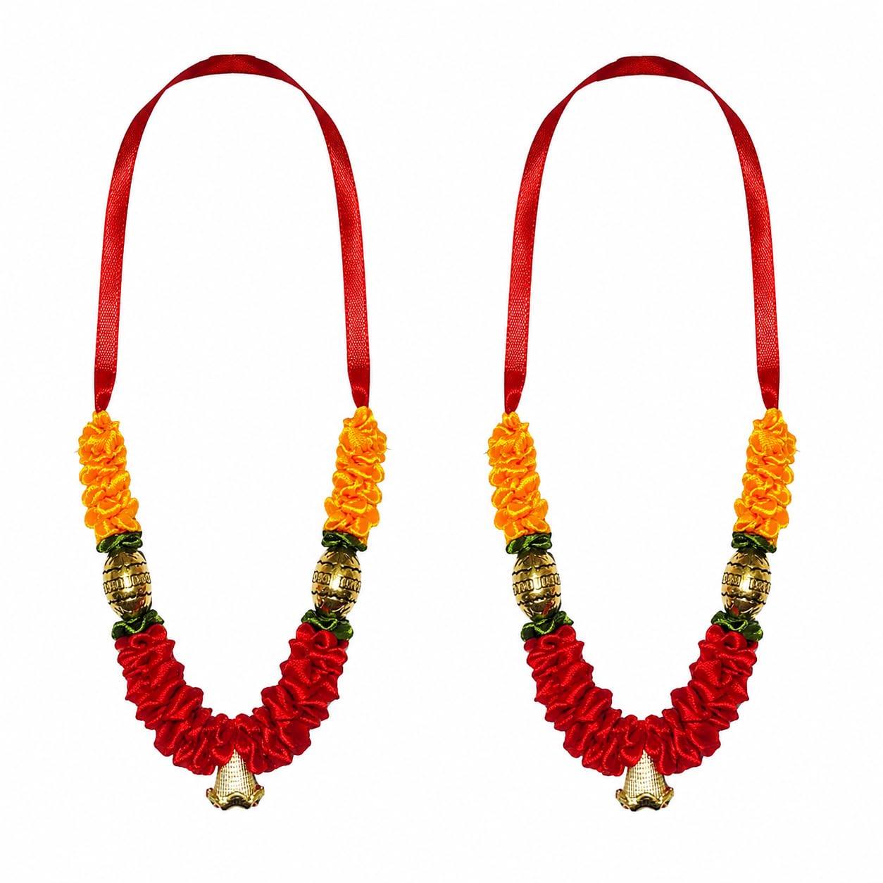 Salvus APP SOLUTIONS Fancy Yellow & Red Artificial Garland/Golden Moti Pooja Mala for Small Size Idols & Photo Frame for Temple, Home Decoration, Religious Rituals, and Festivals Set of 2 (3 inch)-image-24